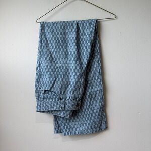 Future Collective Checkered Pants Straight Leg Casual Blue Size 0